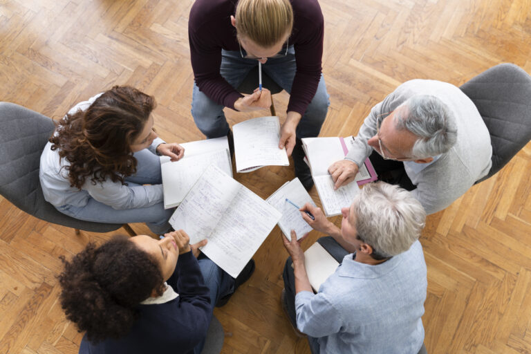 Close Up People Learning Together